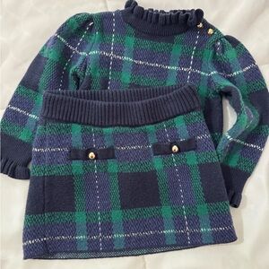 Janie and Jack Green and Blue Plaid Kids Matching Set